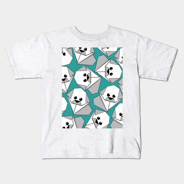 Origami Puppy Teal Kids T-Shirt by Sketchbook ni Abi